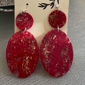 Efflorescence Designs Red and Gold Clay Earrings